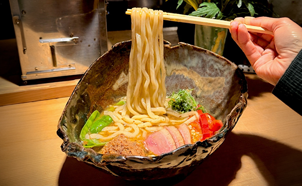 Black Truffle Duck Curry Udon Made with Rice Flour